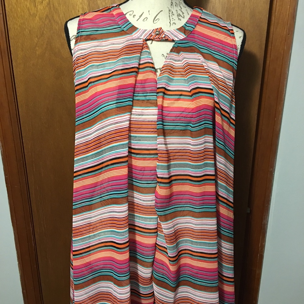 Voll sheer multicolored striped tank 3X